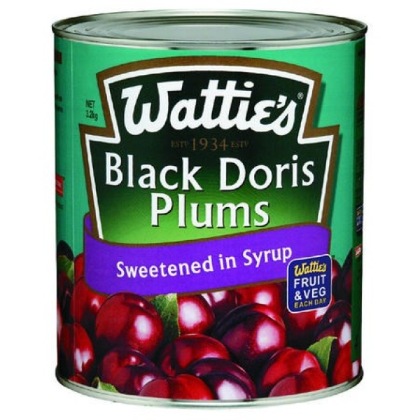 WATTIES PLUMS BLACK DORIS IN SYRUP 3.20KG