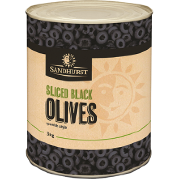 SANDHURST SLICED BLACK OLIVES 3KG