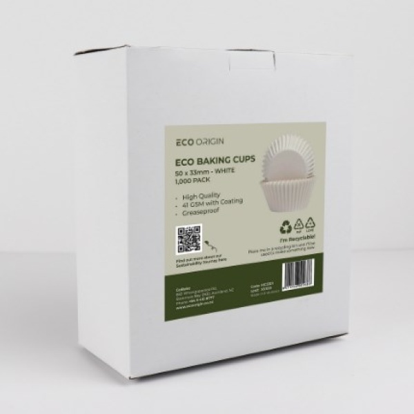 ECO BAKING CUPS 50X33MM WHITE 1000 PIECE