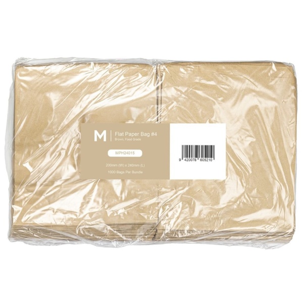 M BRAND BROWN FLAT PAPER BAG #4 (200x240MM) 1000 PIECE