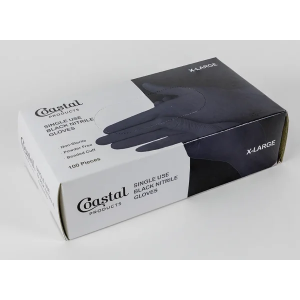 COASTAL BLACK NITRILE GLOVES LARGE 100 PIECE