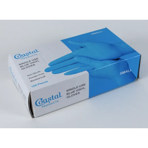 COASTAL BLUE VINYL GLOVES MEDIUM 100 PIECE